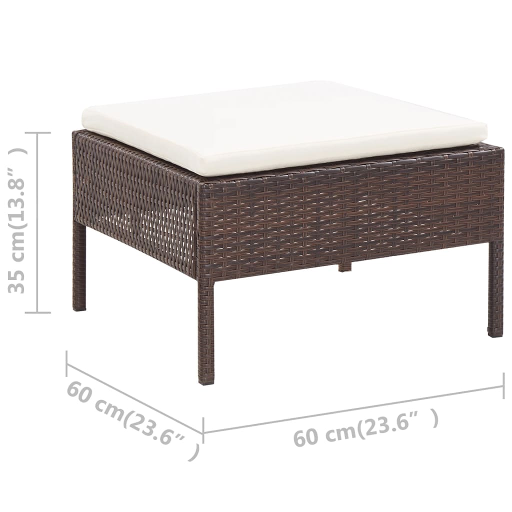 3 Piece Garden Lounge Set with Cushions Poly Rattan Brown
