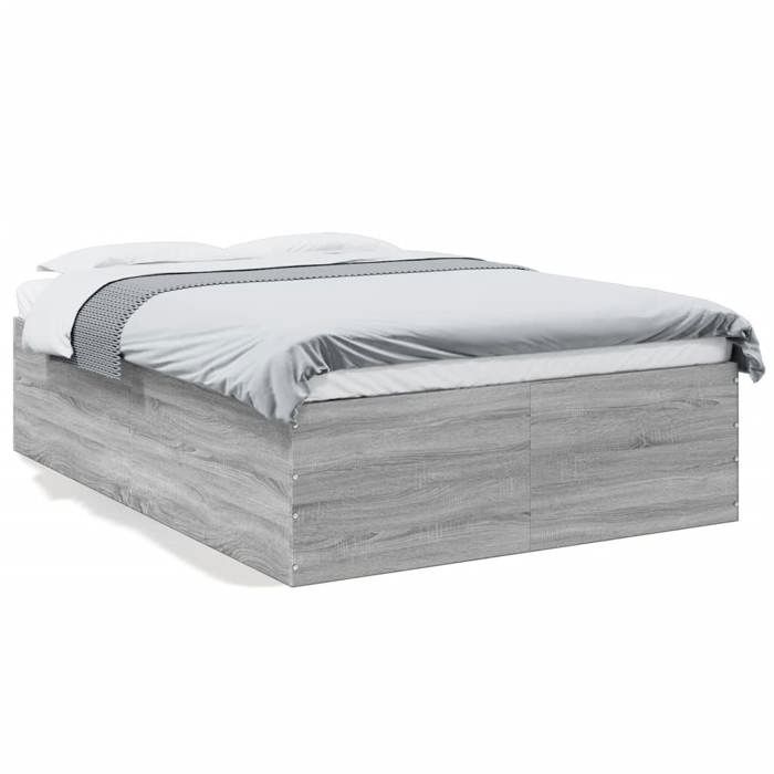 VidaXL Cadre de lit sonoma gris 120x190 cm bois d'ingénierie, meuble de chambre à coucher, sommier, lit à panneaux, lit, lit 3280956