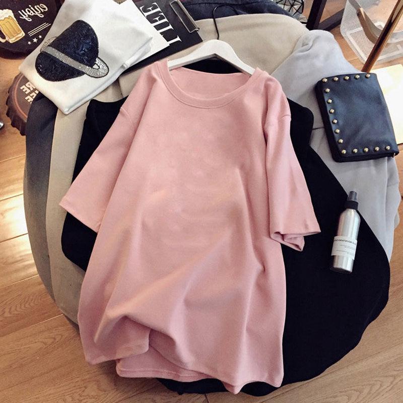 Maternity Summer Short-Sleeve Cotton T-Shirt - Fashionable Loose Fit Mid-Length Top for Expecting Moms (2023)