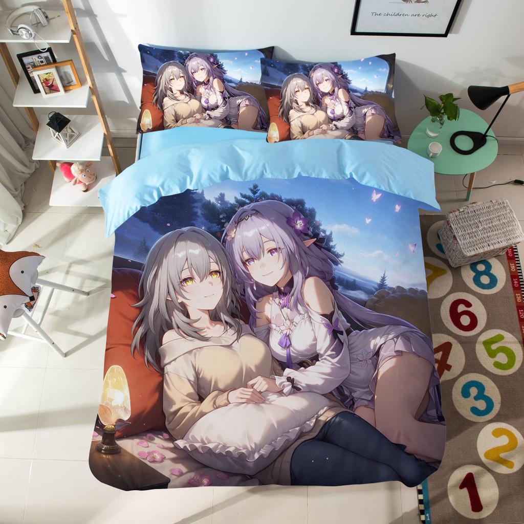 Anime Cartoon Pattern Duvet Cover Set 3pcs Honkai: Star Rail Bedding Set Single/twin Size Dormitory Decor Bedroom Decor for Teen