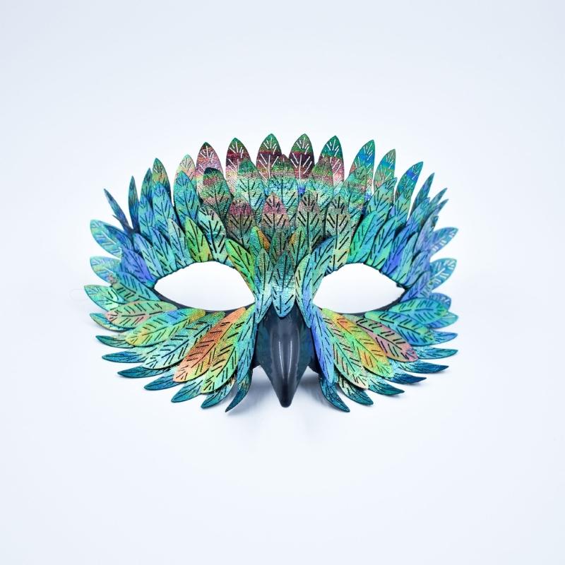 Maschera di Maschera Maschera d'Aquila Maschera Mezza Faccia Maschera per Role Playing Maschera da Festa Maschera con Becco d'Uccello e Piume Maschera per Costume di Halloween