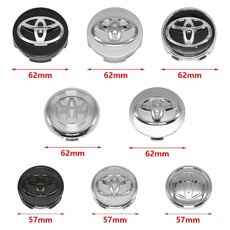 4Pcs 57mm 62mm ABS Car Wheel Center Hub Caps Hub Cap Cover Badge Car Emblem For Toyota C-hr Prado Prius Avensis Rav4 Yaris Hilux