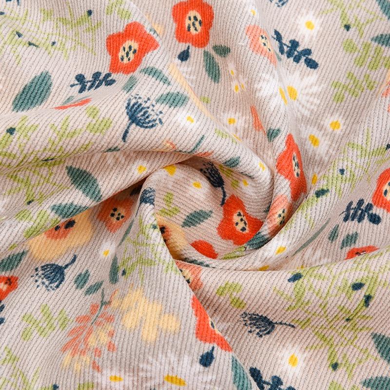 Printed Corduroy Fabric Elastic High-quality Polyester Fabric Fashion Dresses Home Textiles Luggage Shirts
