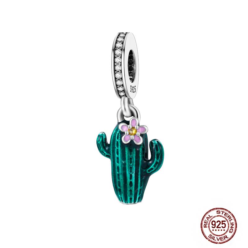 92 Styles Original Copper Green Series Cactus Avocado Clover Charms Bracelet Pendant Diy Clip Beads Women'S Jewelry