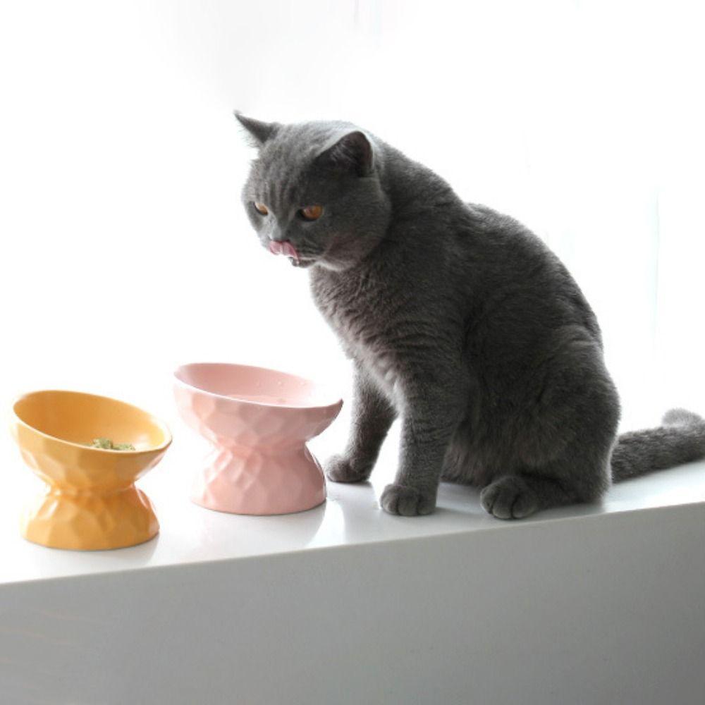 

Ceramic Pet High Foot Bowl Creative Dog Food Feeding Basin Pet Drinking Feeder Neck Protection S рожевий