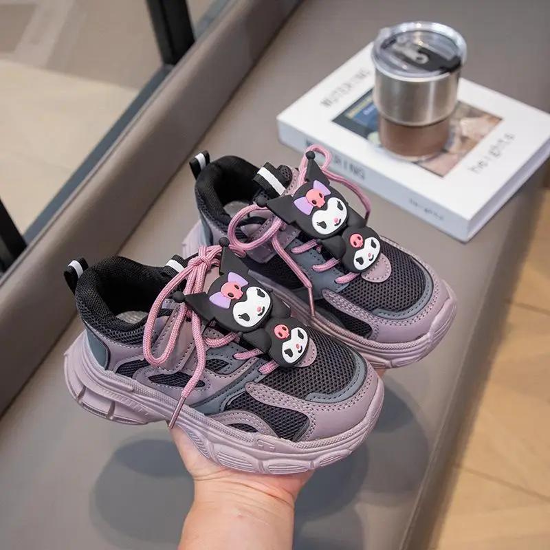 Kuromi Girl Shoe Spring Autumn Sanrios New Anime Figure Mesh Cloth Kawaii Cartoon Child Resistant To Dirt Sneakers Breathable