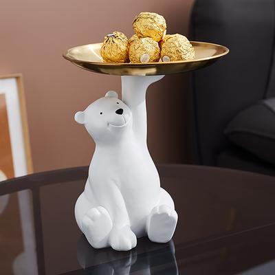 Socha bílého medvěda Úložný tác Nordic Dekorativní figurka Úložný tác Obývací pokoj Stolek Klíč na svačinu Zásobník Home Decor Arts