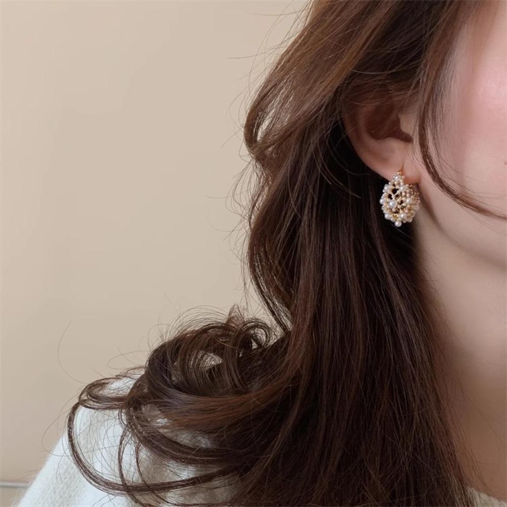 Pearl Ear Buckle Pearl Earrings Personality Ear Hook Korean Style Drop Earrings  Wedding