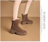 Fashion Women's Furry Edge 2024 Autumn and Winter New Item Solid Color Side Zipper Thick Sole Anti Slip Warm Cotton Shoes Snow Boots