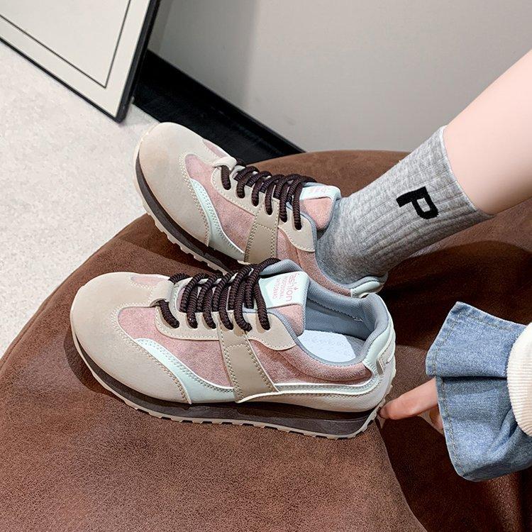 Cocoa Latte~ Women's Shoes Sneakers Forrest Gump Shoes 2025 Spring and Autumn New Casual Platform Splicing German Training Shoes
