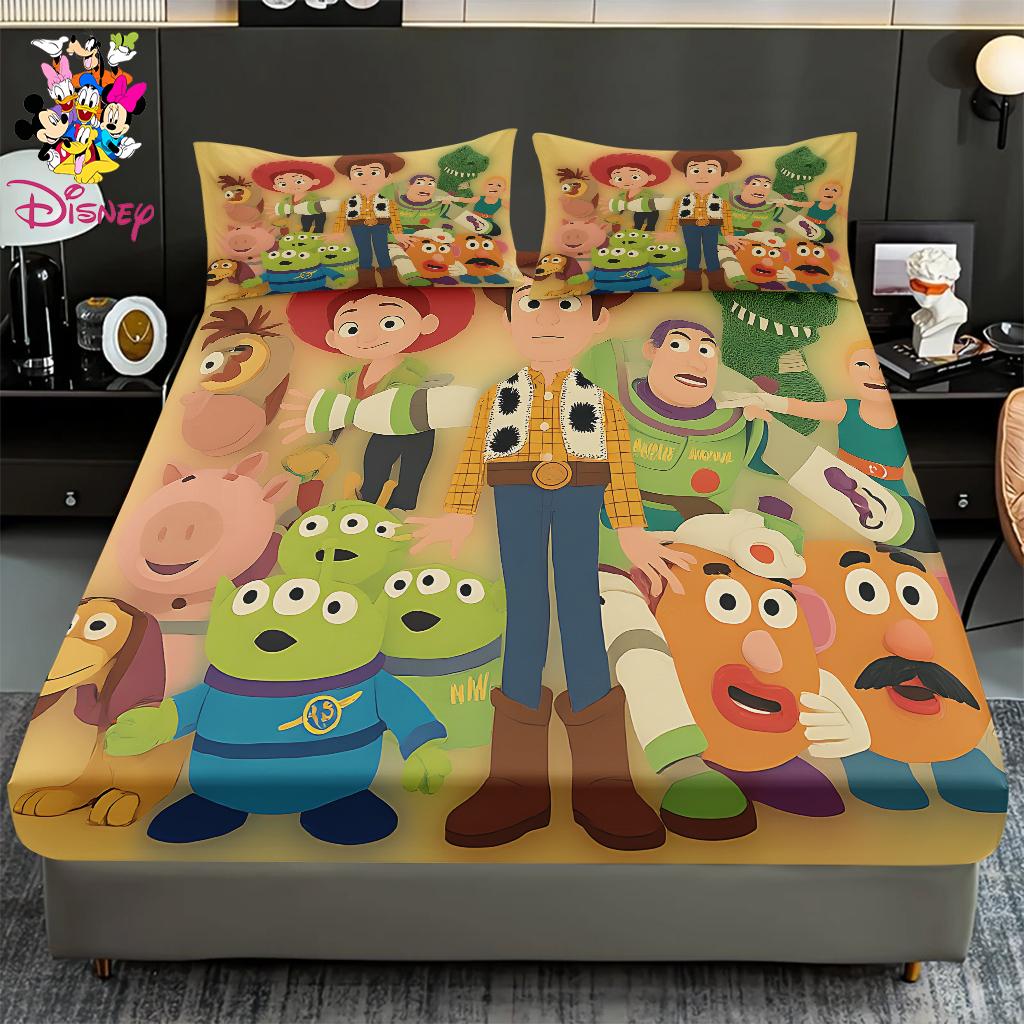 2/3pcs Disney Toy Story Cozy Fitted Sheet Set 100% Polyester Digital Print Festive Bedroom & Dormitory Decoration