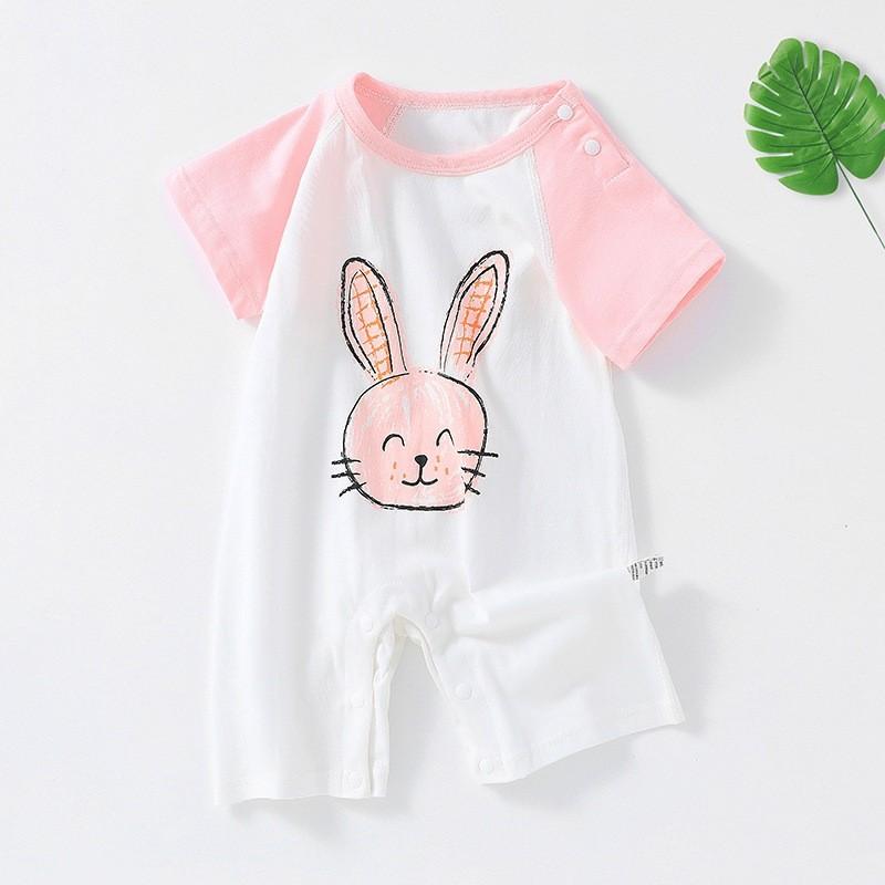 Baby Cotton Short Sleeve Romper With Bonefree Shoulder Closure For Newborns Summer Wear