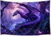 Purple Dragon Tapestry Medieval Fantasy Animal Cool Tapestry Wall Hanging For Bedroom Aesthetic, Psychedelic Magic Forest Tree