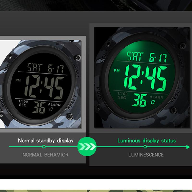 SANDA Camouflage Electronic Watch Outdoor Sports Luminous Student Military Watch Multifunction Digital Electronic Watch