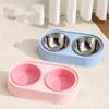 YPBEW Miski dla psów Podwójna miska ze stali nierdzewnej Zestaw naczyń na wodę i karmę Stojak spowalniający jedzenie dla kotów szczeniąt Odłączany