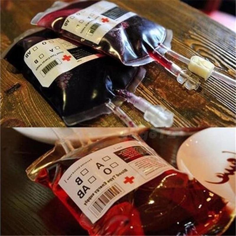 3Pcs PVC Vampire Blood Bags 400ml Reusable Juice Energy Drink Bag Pouch Halloween Party Cosplay Decoration Supplies Scary Props