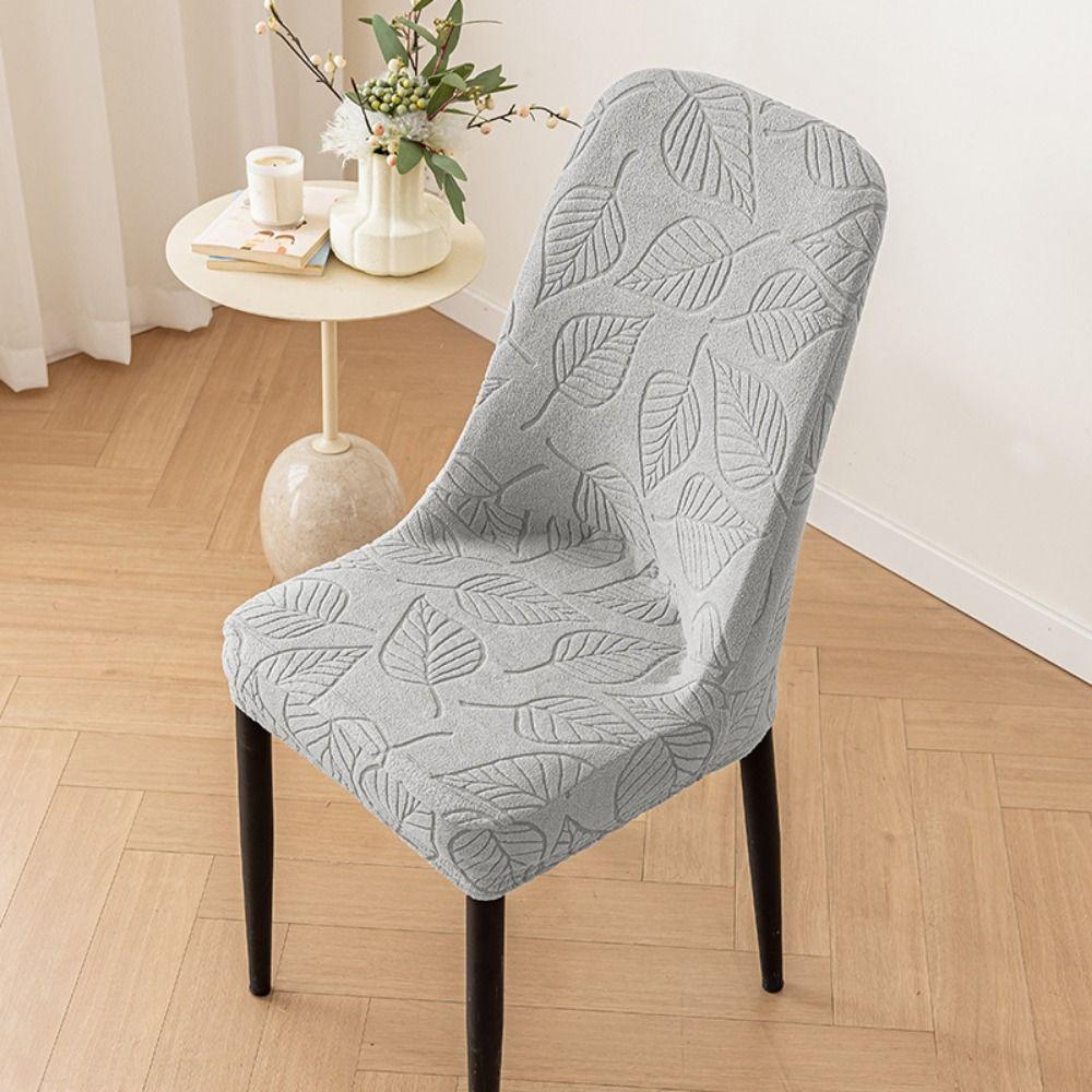 Leaf Pattern Curved Chair Cover Stretchable Soft Dining Chair Cover Elastic Band Dust-proof Chair Seat Slipcovers