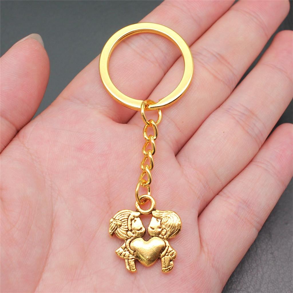 28mm Key Ring Couple Heart Love Minimalist Jewelry Components QY016