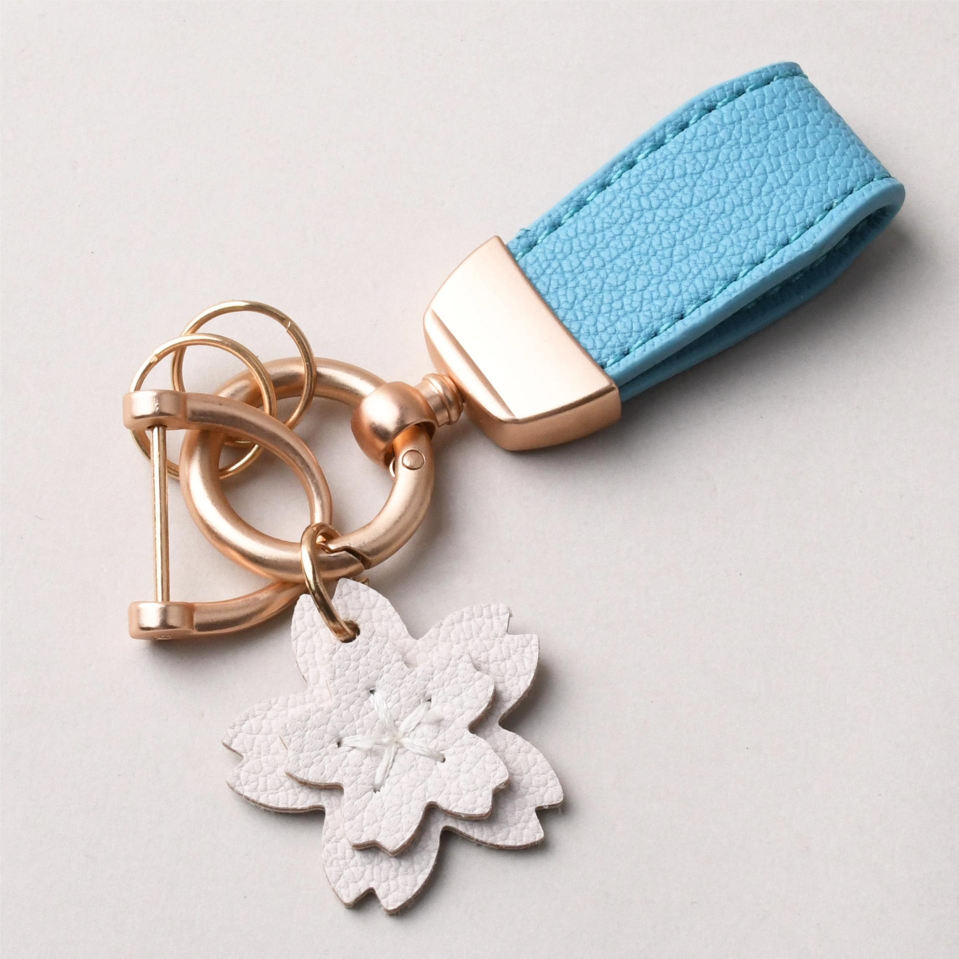 

Модный брелок для ключей, роскошный металлический короткий кожаный цветок, автомобильный брелок, подвеска, раздельный брелок, женский брелок, аксессуары