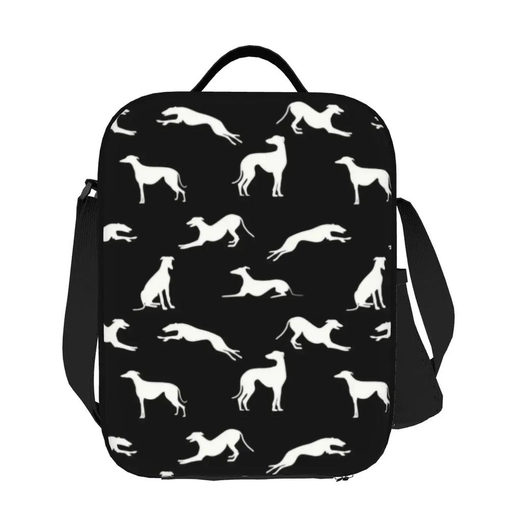 Greyt Greyhound Silhouettes Insulated Lunch Bags for Work School Whippet Sighthound Dog Portable Cooler Thermal Lunch Box Kids