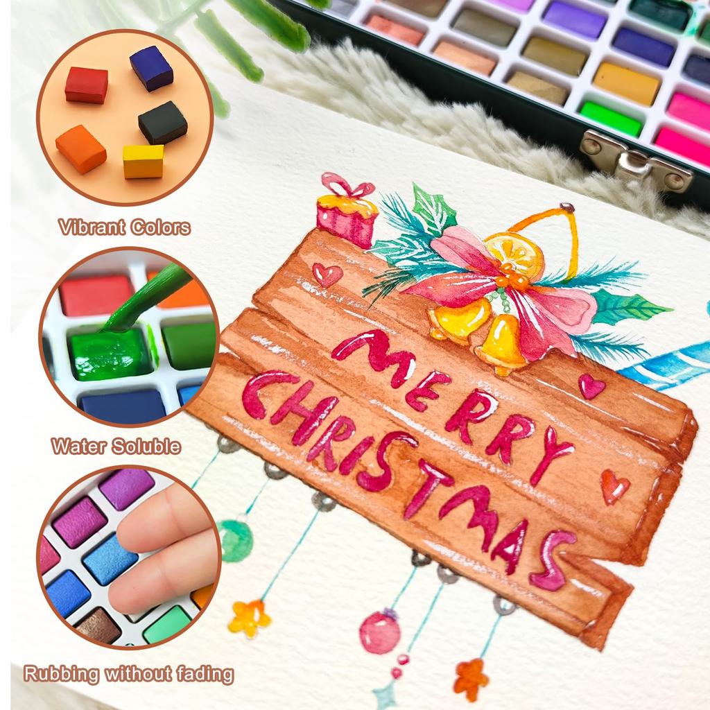 Artecho Watercolor Paint Set, 168 Colors, Paint Kit with Watercolor Pad, Brushes, and Pencils, Perfect for Beginners and Professionals