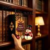Festive Reading Nook Accents Christmas Bookshelf Hanging Light, Snowman Book Lamp, Metal Decorative Supports Floating Library Lantern Decor,