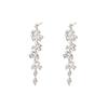 Silver Needle Super Flash Diamond Leaf Fringed Stud Earrings Temperament Earrings Women's Niche Design Earrings Light Luxury High Sense