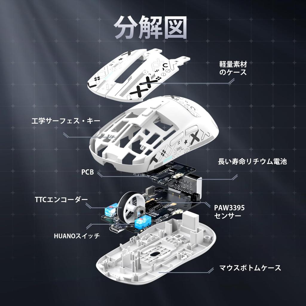 MAMBASNAKE X ATTACK SHARK X6 Ultra-Lightweight Gaming Mouse, 49g, PAW3395 Sensor, Wireless Mouse, 3-Mode Connection: 2.4GHzBluetoothType-C, 6-Level