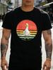 Vintage Retro Sunset White Duck Graphic Unisexs Short Sleeve T Shirt Farm Animal Crew Neck Soft Cotton Casual Outdoor Top For Unisex