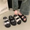Fashion Flat Women's Slippers 2025  Fashion Luxury Double Buckle Platform Sandals Summer Casual Comfortable Outdoor Beach Women's Shoes