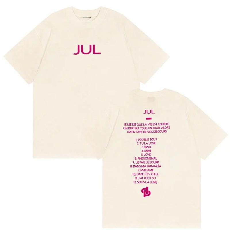 

Jul French Rapper Album Tracklist Graphic T-Shirt Men Women Casual Cotton Oversized Streetwear Tops 5XL різнокольоровий