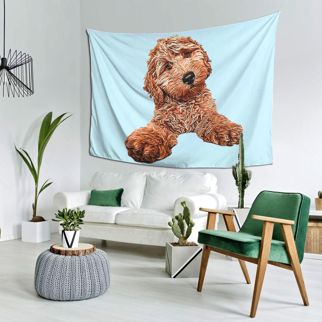 Cavapoo Labradoodle Goldendoodle Poodle Mix Tapestry Decor Art Aesthetic Tapestries for Living Room Home Wall Cloth Wall Hanging