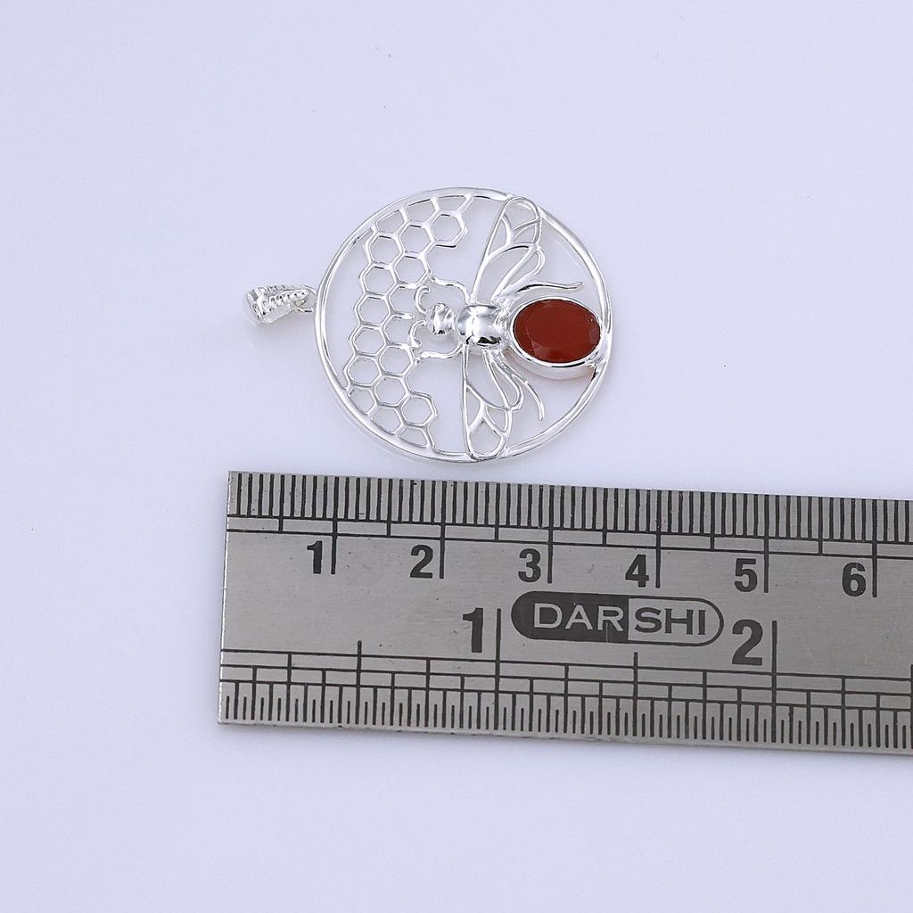 Carnelian Honey Bee Hive Pendant 100% 925 Sterling Silver Charm Pendant Jewelry