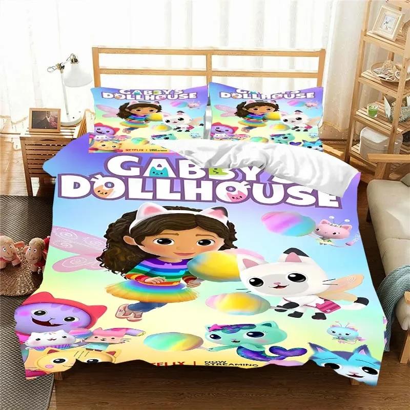 Gabbys D-Dollhouse Ložní souprava Povlak na přikrývku Přikrývka Postel Jednolůžko Dvojlůžko Plná Queen Mládež Děti Dívka Chlapci Dárek Ložní souprava velikosti King