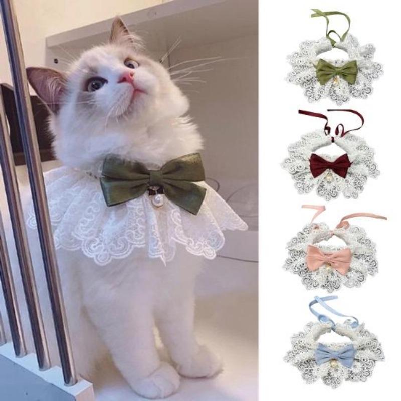 Fazzoletto da collo per animali domestici, accattivante, creativo, con fiocco, per gattini e cuccioli, con campanello per fotografia