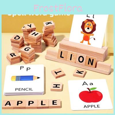 Juego de Construcción de Palabras con Alfabeto de Madera Juguete Educativo Para Aprendizaje Temprano