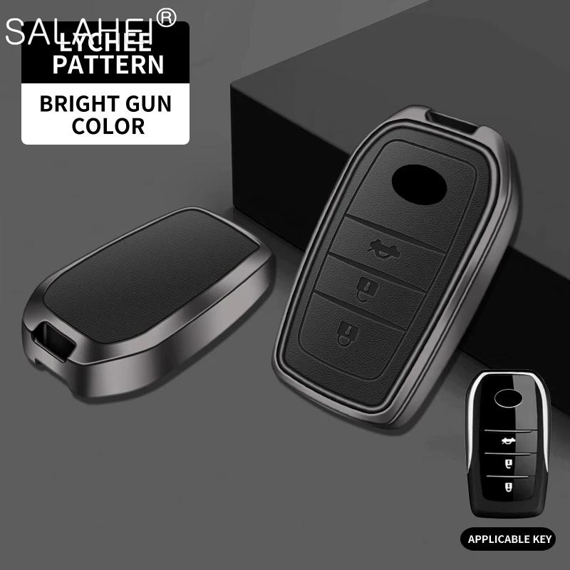 

Alloy Leather Car Key Case Fob Cover Protector Shell For Toyota Corolla RAV4 CHR C-HR Camry Crown Auris Land Cruiser 200 Prado