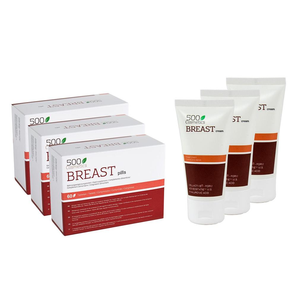 Packs 500Cosmetics Breast: Pills + Cream To Increase and Firm the Female Breast - 100% Natural Ingredients