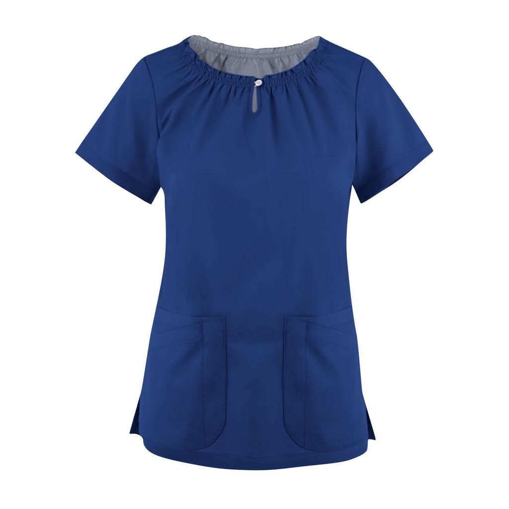 Women's Summer Lace Collar Short Sleeve Tops Quick Dry Workwear With Pockets