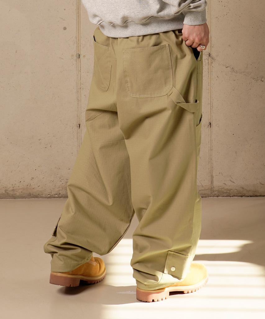 Deuneiji Balloon Double-Pleat Wide Low Pocket Pants Beige 0354