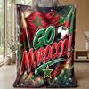 Morocco Football Printed Flannel Blanket Skin Friendly Warm Decorative Throw for Indoor Couch Bed Daily Use