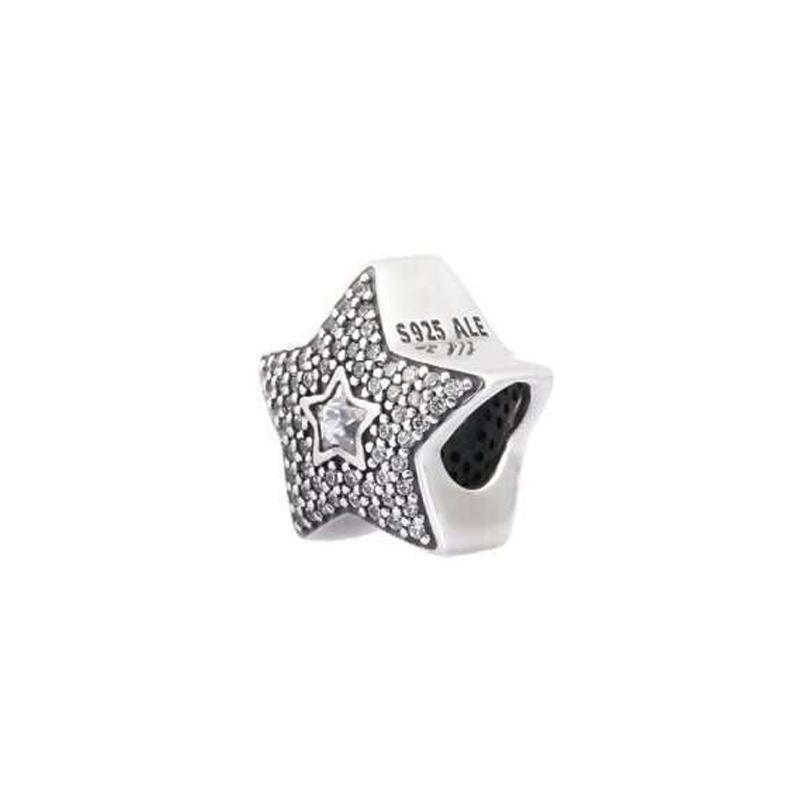 Pandora Fashionable pavé wishing star 925 silver jewelry accessories for men and women, same style for couples 791384CZ