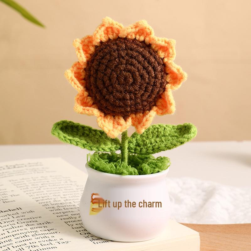 Handgefertigte Sonnenblumen-Schreibtischdekoration - Gewebtes Blumenstrauß-Geschenk für Schüler & Mädchen