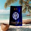 1pc Internazionale Milano Beach Towel with Custom Name, Beach and Seaside Swimming Pool Equipment, Fashion Pattern, Rectangular, Travel Essential