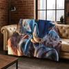 Classic S-Sonic Cartoon Game Flannel Blanket Soft Warm Throw Blanket for Bed Bedroom Living Room Travel Picnic Office Gift Kids