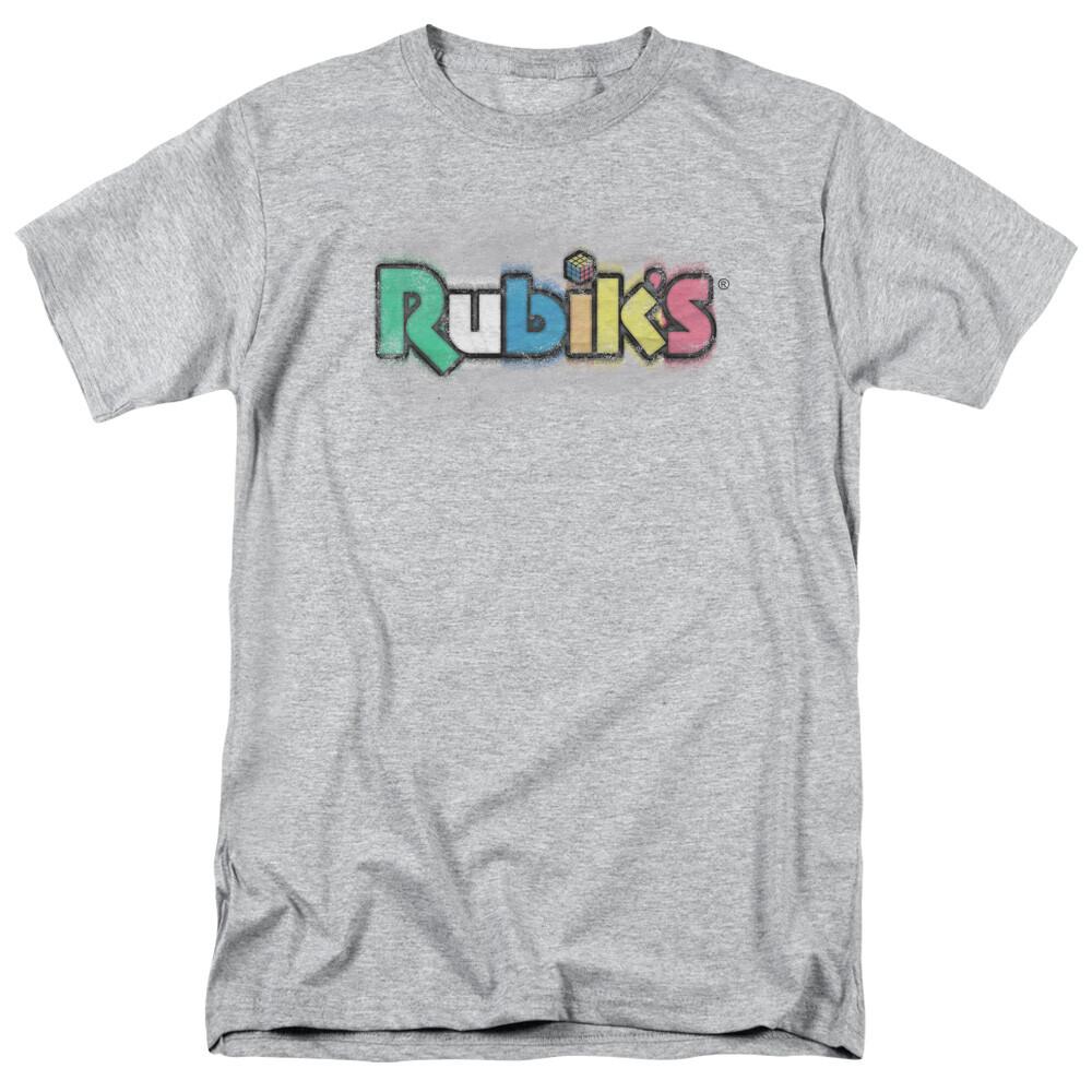 Rubiks Cube Old School Print T Shirt Mens Licensed Puzzle Game Toy Sport Gray M