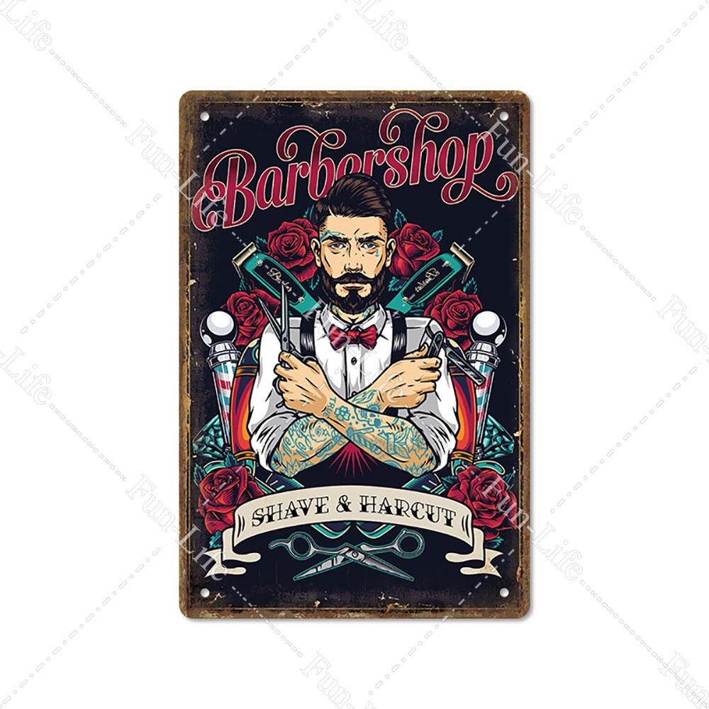 2024 New Barbershop Retro Plate Poster Vintage Home Decor Retro Metal Tin Signs Pub Car Garage Wall Art Home Decor 20x30cm