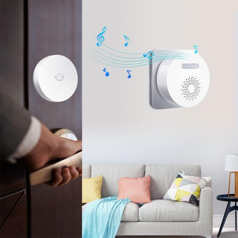 Self Power Wireless Doorbell with Adjustable Sound Level Long Distances Signal Elegant Designs for Household Use