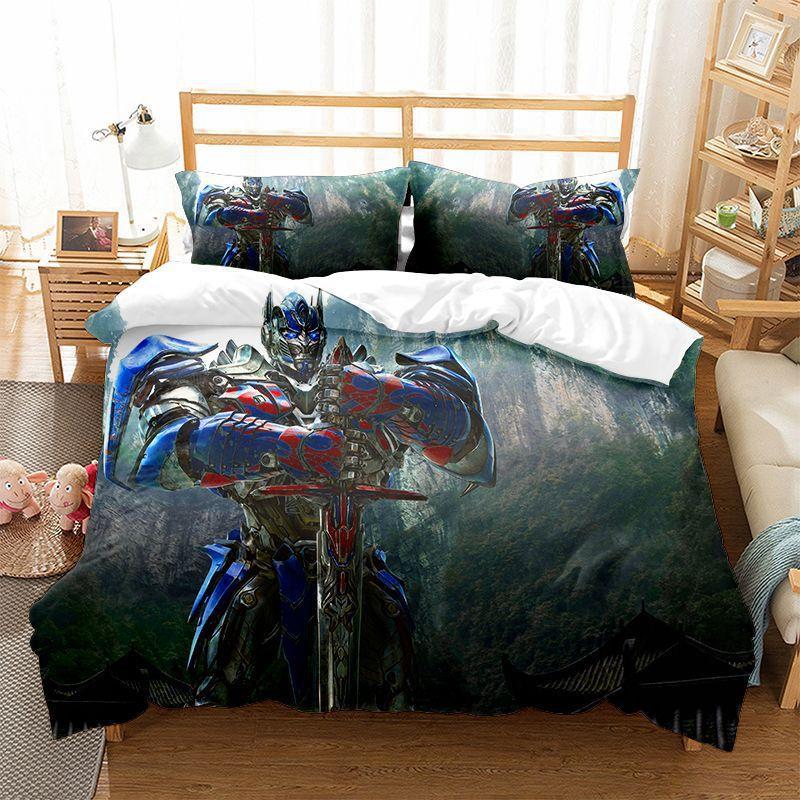 Transformers Printed Quilt Cover Pillowcase 3D Digital Printing Three-Piece Set