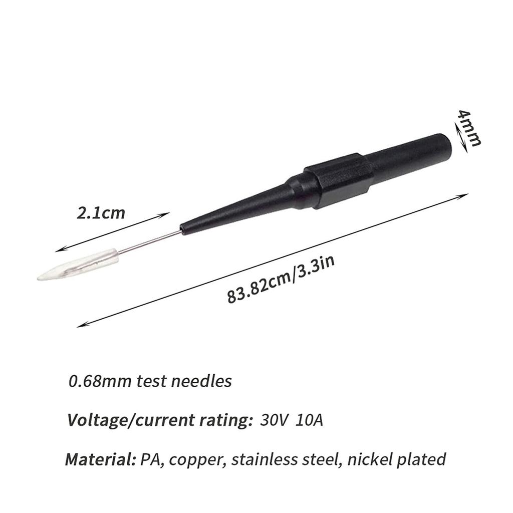 Cleqee Test Probe Insulation Piercing Test 4mm Banana Jack Back Small IC Multimeter Piercing Multimeter Test Automotive Insulation Needles 15-Pack